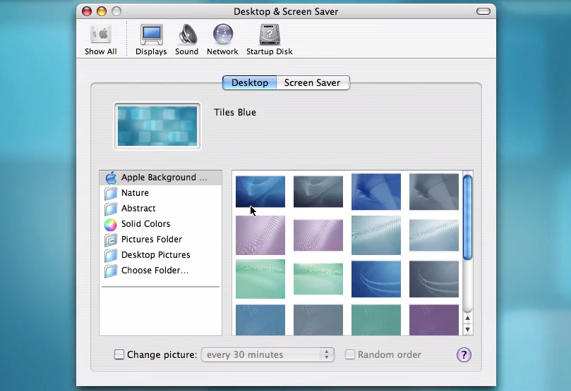 Mac OS X 10.3 Panther Desktop and Screen Saver Settings (2003)